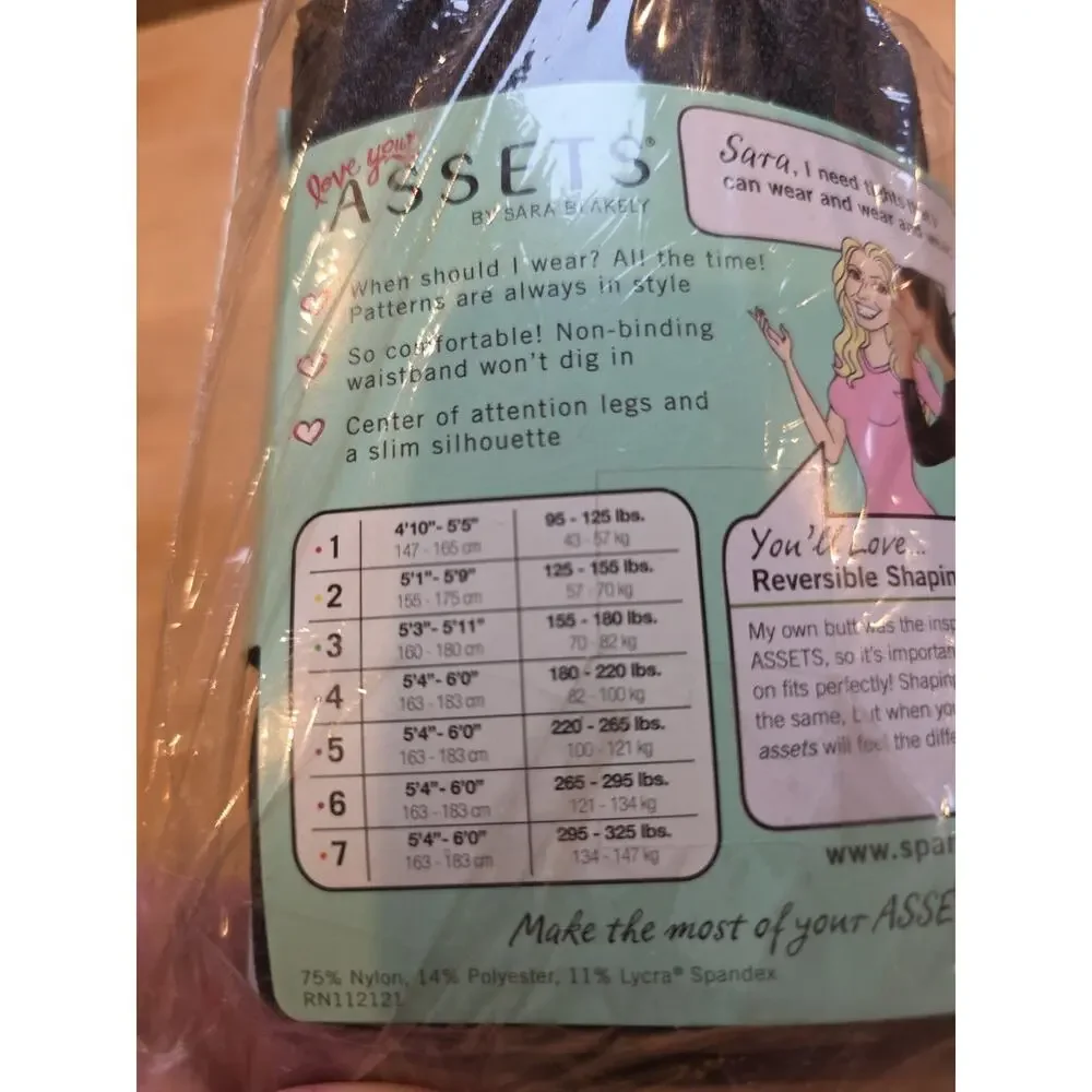 SPANX Love your Assets Reversible Diamond Shaping Tights Black Size 5 NWT